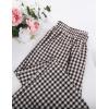 imageFlygo Womens Wide Leg Gingham Capri Pants Cotton Elastic Waisted Plaid Palazzo Bottoms Flowy Trousers with PocketsCoffee