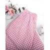 imageFlygo Womens Wide Leg Gingham Capri Pants Cotton Elastic Waisted Plaid Palazzo Bottoms Flowy Trousers with PocketsPink