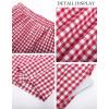 imageFlygo Womens Wide Leg Gingham Capri Pants Cotton Elastic Waisted Plaid Palazzo Bottoms Flowy Trousers with PocketsRed