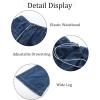 imageFlygo Womens Wide Leg Jeans Elastic Waist Drawstring Baggy Jeans Y2K Boyfriend Jeans Loose Denim PantsBlue