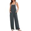 imageFlygo Overalls for Women Loose Fit Cotton Linen Bib Overalls Wide Leg Jumpsuits Casual 2025 Summer RompersDark Grey
