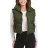 imageFlygo Puffer Vest Women Cropped Vest Zip Up Stand Collar Sleeveless Lightweight Winter Down Vests JacketArmy Green