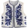 imageFlygo Women Vintage Embroidered Vest Boho Floral Vest Sleeveless Open Front Cropped 70s Vests Cardigan Waistcoat