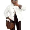 imageFlygo Womens Casual Quilted Puffer Jacket Leopard Lined Collarless Cropped Button Down Winter Warm Lightweight Bomber CoatBeige