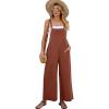 imageFlygo Womens Cotton Bib Overalls Loose Fit Wide Leg Jumpsuits Casual Rompers with PocketsBrick Red