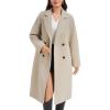imageFlygo Womens Long Pea Coat Notch Lapel Double Breasted Trench Coat Fall Winter Overcoat Long JacketOatmeal