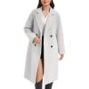 imageFlygo Womens Long Pea Coat Notch Lapel Double Breasted Trench Coat Fall Winter Overcoat Long JacketOffwhite