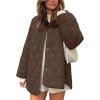 imageFlygo Womens Oversized Quilted Lightweight Jacket Button Down Puffer Padded Outerwear with PocketCoffeeL