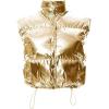 imageFlygo Womens Winter Crop Vest Metallic Quilted Down Vest Sleeveless Puffer JacketGold