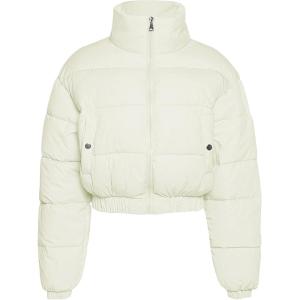 imageFlygo Cropped Puffer Jacket Women 2025 Winter Warm Zip Up Padded Short Quilted Jackets Down CoatBeige