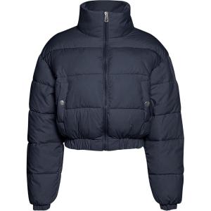 imageFlygo Cropped Puffer Jacket Women 2025 Winter Warm Zip Up Padded Short Quilted Jackets Down CoatNavy