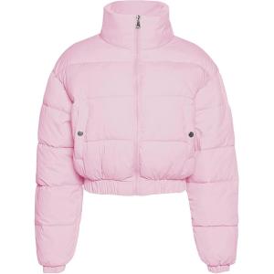 imageFlygo Cropped Puffer Jacket Women 2025 Winter Warm Zip Up Padded Short Quilted Jackets Down CoatPink
