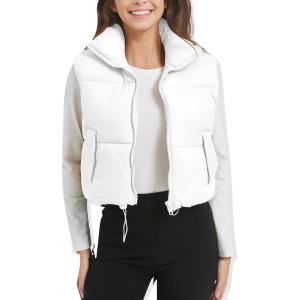 imageFlygo Puffer Vest Women Cropped Vest Zip Up Stand Collar Sleeveless Lightweight Winter Down Vests JacketWhite