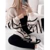 imageFlygo Womens Oversized Striped Cardigan Sweater Chunky Knit Drop Shoulder Balloon Sleeve Open Front Cardigans SweatersBeige