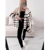 imageFlygo Womens Oversized Striped Cardigan Sweater Chunky Knit Drop Shoulder Balloon Sleeve Open Front Cardigans SweatersBeige