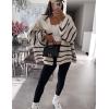 imageFlygo Womens Oversized Striped Cardigan Sweater Chunky Knit Drop Shoulder Balloon Sleeve Open Front Cardigans SweatersBeige