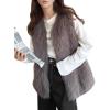 imageFlygo Faux Fur Vest Women Sleeveless Faux Fur Jacket Furry Open Front Cardigan Top Fluffy Winter Vest OuterwearTaupe