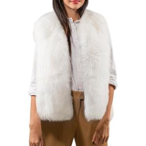 imageFlygo Faux Fur Vest Women Sleeveless Faux Fur Jacket Furry Open Front Cardigan Top Fluffy Winter Vest OuterwearWhite