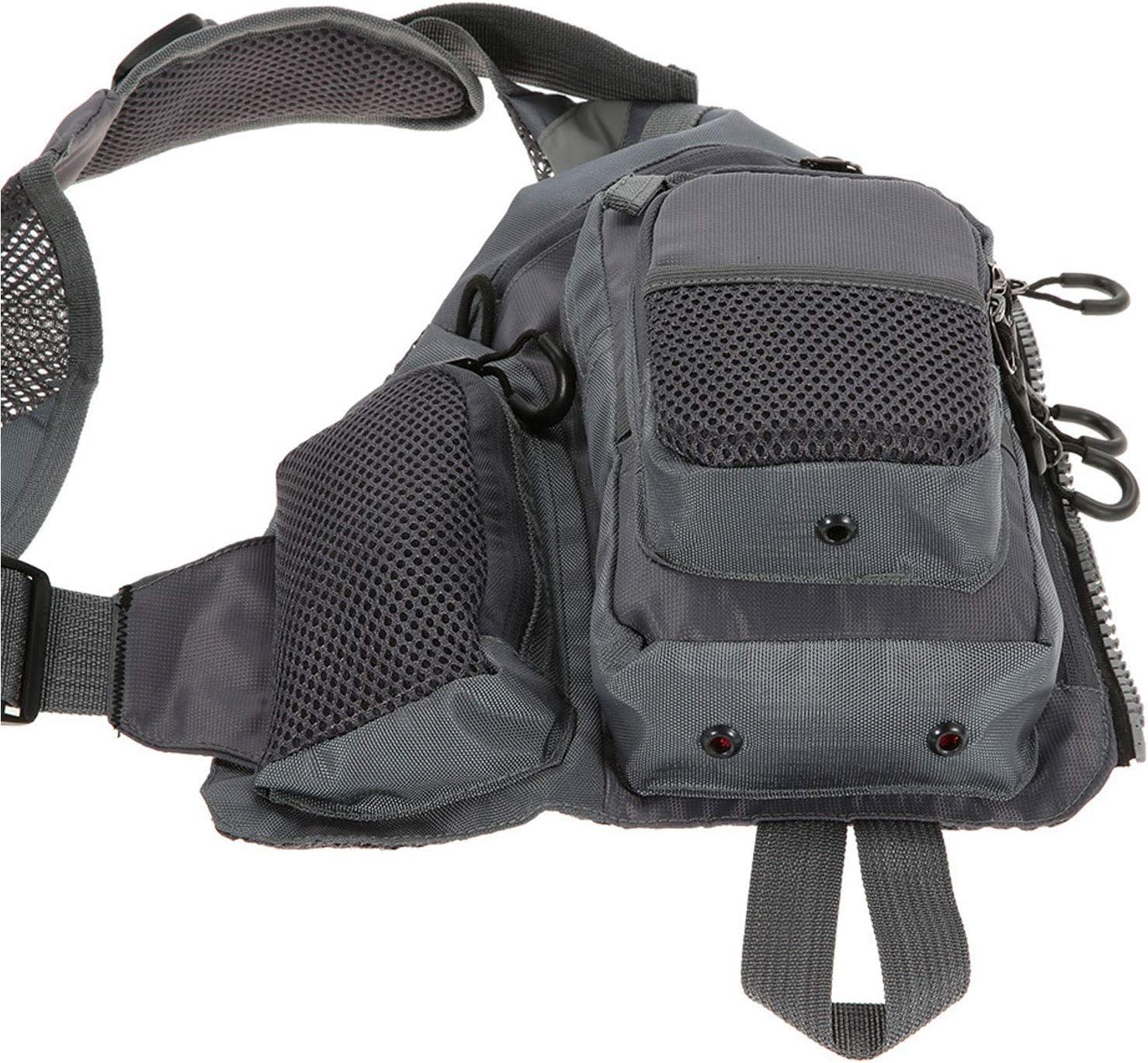 imageFlygo MultiPockets Fly Bass Fishing Vest Pack for Outdoor Activities Adjutable Size for MenWomenGrey Foam Style