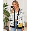 imageFlygo Cat Sweaters for Women Oversized Chunky Button Down Knit 2025 Fall Cardigan Cute Cartoon Sweater Kawaii ClothesBlack