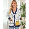 imageFlygo Cat Sweaters for Women Oversized Chunky Button Down Knit 2025 Fall Cardigan Cute Cartoon Sweater Kawaii ClothesNavy