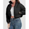 imageFlygo Cropped Puffer Jacket Womens Lightweight Long Sleeve Zip Up Winter Coats Quilted JacketsBlack