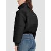 imageFlygo Cropped Puffer Jacket Womens Lightweight Long Sleeve Zip Up Winter Coats Quilted JacketsBlack