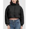 imageFlygo Cropped Puffer Jacket Womens Lightweight Long Sleeve Zip Up Winter Coats Quilted JacketsBlack