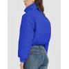 imageFlygo Cropped Puffer Jacket Womens Lightweight Long Sleeve Zip Up Winter Coats Quilted JacketsBlue