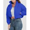 imageFlygo Cropped Puffer Jacket Womens Lightweight Long Sleeve Zip Up Winter Coats Quilted JacketsBlue
