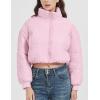 imageFlygo Cropped Puffer Jacket Womens Lightweight Long Sleeve Zip Up Winter Coats Quilted JacketsPink
