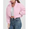 imageFlygo Cropped Puffer Jacket Womens Lightweight Long Sleeve Zip Up Winter Coats Quilted JacketsPink