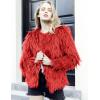 imageFlygo Faux Fur Coat Women Faux Fur Jacket Fluffy Open Front Cardigan Shaggy Short Coat Fall Winter JacketRedS