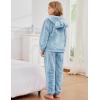 imageFlygo Girls 2 Piece Fuzzy Pants Sets Bear Ear Sweatshirt Hoodie Fleece Sweatpants Kids Fluffy Clothing Sets with PocketsBlue