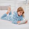imageFlygo Girls 2 Piece Fuzzy Pants Sets Bear Ear Sweatshirt Hoodie Fleece Sweatpants Kids Fluffy Clothing Sets with PocketsBlue