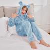 imageFlygo Girls 2 Piece Fuzzy Pants Sets Bear Ear Sweatshirt Hoodie Fleece Sweatpants Kids Fluffy Clothing Sets with PocketsBlue