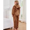 imageFlygo Girls 2 Piece Fuzzy Pants Sets Bear Ear Sweatshirt Hoodie Fleece Sweatpants Kids Fluffy Clothing Sets with PocketsBrown