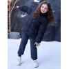 imageFlygo Girls Boys Fleece Joggers Sweatpants Sherpa Lined Winter Warm Elastic Waist Jogger Pants with PocketsNavy