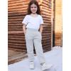 imageFlygo Girls Boys Fleece Joggers Sweatpants Sherpa Lined Winter Warm Elastic Waist Jogger Pants with PocketsWhiteheather