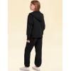 imageFlygo Girls Boys Fleece Sweatsuit 2 Piece Jogger Sets Zip Up Hooded Sweatshirts and Sweatpants with PocketsBlack