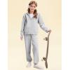 imageFlygo Girls Boys Fleece Sweatsuit 2 Piece Jogger Sets Zip Up Hooded Sweatshirts and Sweatpants with PocketsLightgrey
