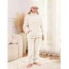 imageFlygo Girls Boys Fuzzy Pants Set Fleece Sweatsuit Flannel Fluffy 14 Zip Sweatshirt Pants Sets 2 Piece Outfits 514YearsBeige