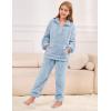 imageFlygo Girls Boys Fuzzy Pants Set Fleece Sweatsuit Flannel Fluffy 14 Zip Sweatshirt Pants Sets 2 Piece Outfits 514YearsBlue
