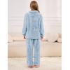 imageFlygo Girls Boys Fuzzy Pants Set Fleece Sweatsuit Flannel Fluffy 14 Zip Sweatshirt Pants Sets 2 Piece Outfits 514YearsBlue