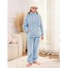 imageFlygo Girls Boys Fuzzy Pants Set Fleece Sweatsuit Flannel Fluffy 14 Zip Sweatshirt Pants Sets 2 Piece Outfits 514YearsBlue
