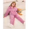 imageFlygo Girls Boys Fuzzy Pants Set Fleece Sweatsuit Flannel Fluffy 14 Zip Sweatshirt Pants Sets 2 Piece Outfits 514YearsPink