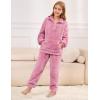 imageFlygo Girls Boys Fuzzy Pants Set Fleece Sweatsuit Flannel Fluffy 14 Zip Sweatshirt Pants Sets 2 Piece Outfits 514YearsPink