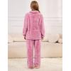 imageFlygo Girls Boys Fuzzy Pants Set Fleece Sweatsuit Flannel Fluffy 14 Zip Sweatshirt Pants Sets 2 Piece Outfits 514YearsPink