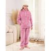 imageFlygo Girls Boys Fuzzy Pants Set Fleece Sweatsuit Flannel Fluffy 14 Zip Sweatshirt Pants Sets 2 Piece Outfits 514YearsPink