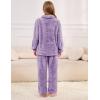 imageFlygo Girls Boys Fuzzy Pants Set Fleece Sweatsuit Flannel Fluffy 14 Zip Sweatshirt Pants Sets 2 Piece Outfits 514YearsPurple